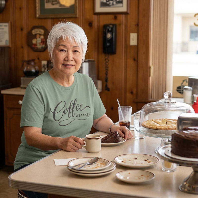Coffee Weather T-Shirt — Script Graphic Casual Tee for Coffee Lovers