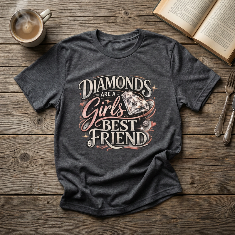 Diamonds Are a Girl's Best Friend T-Shirt – Retro Script Diamond Graphic Tee