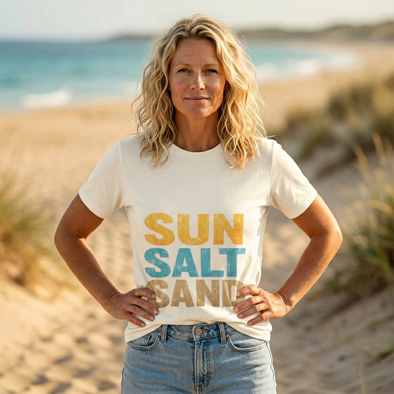Sun Salt Sand Beach T-Shirt — Retro Coastal Summer Tee