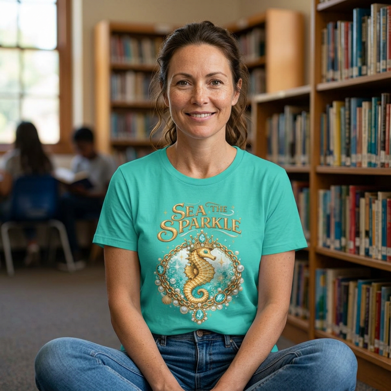 Sea the Sparkle Seahorse T-Shirt — Nautical Mermaid Beach Tee