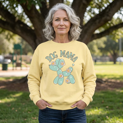 Dog Mama Crewneck Sweatshirt — Cute Balloon Dog Floral Design- Comfort Colors