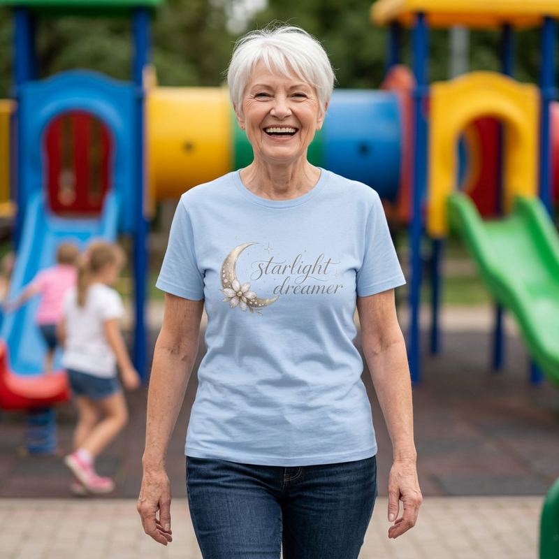 Starlight Dreamer Tee — Moon & Floral Graphic Shirt