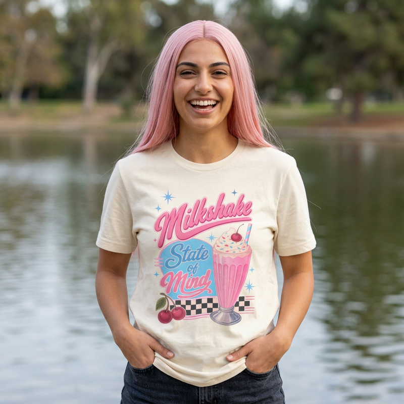 Milkshake State of Mind T-Shirt — Retro Diner Cherry Milkshake Tee