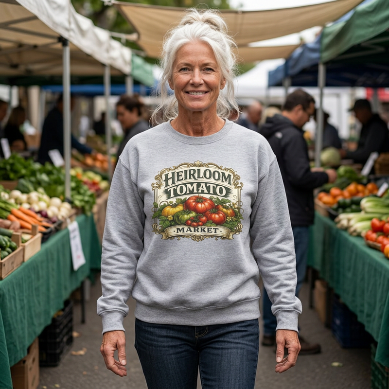Heirloom Tomato Market Sweatshirt — Vintage Farmhouse Produce Graphic Crewneck