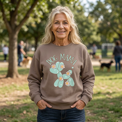 Dog Mama Crewneck Sweatshirt — Cute Balloon Dog Floral Design- Comfort Colors