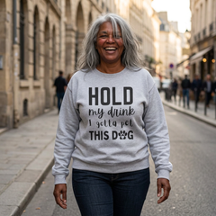 "Hold My Drink, I Gotta Pet This Dog" Unisex Heavy Blend™ Crewneck Sweatshirt