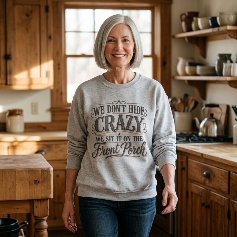 Front Porch Crazy Crewneck Sweatshirt — 