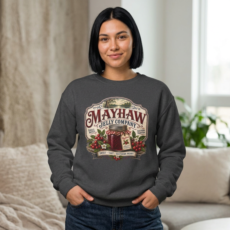 Mayhaw Jelly Company Sweatshirt — Southern Fruit Jam Vintage Logo Crewneck
