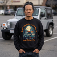 Spooky Adventure #2 Sweatshirt - Jeepin' Through the Spooky Season, Unisex Crewneck, Fall Apparel, Halloween Gift, Cozy Halloween Wear