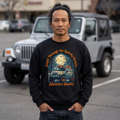 Spooky Adventure #2 Sweatshirt - Jeepin' Through the Spooky Season, Unisex Crewneck, Fall Apparel, Halloween Gift, Cozy Halloween Wear