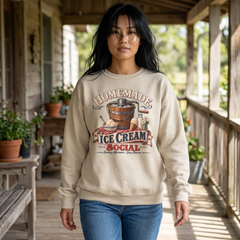 Crewneck Sweatshirt — "Homemade Ice Cream Social" Vintage Ice Cream Maker Design