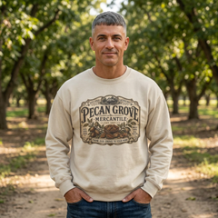 Pecan Grove Mercantile Vintage Logo Sweatshirt - Southern Heritage
