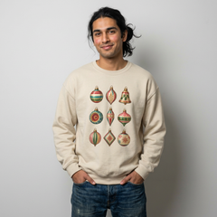 Crewneck Sweatshirt — Vintage Christmas Ornaments Holiday Pullover