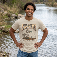 Dust, Distance & Daylight T-Shirt — Vintage Windmill Graphic Tee for Outdoor Lovers- Southern Heritage