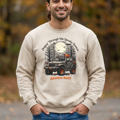 Spooky Adventure Sweatshirt - Jeepin' Through the Spooky Season, Unisex Crewneck, Fall Apparel, Halloween Gift, Cozy Halloween Wear