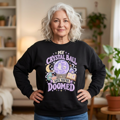 Doomed Crystal Ball Crewneck Sweatshirt — Cute Pastel Gothic Fortune-Telling Graphic