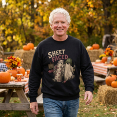Sheet Faced Crewneck Sweatshirt — Funny Halloween Ghosts Graphic