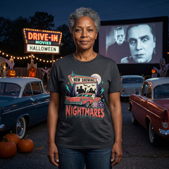 Nightmares Movie Poster T-Shirt — "Now Showing" Retro Drive-in Movie Horror BP Halloween