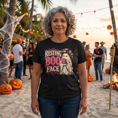 Resting Boo Face T-Shirt — Funny Cozy Halloween Ghost Tee