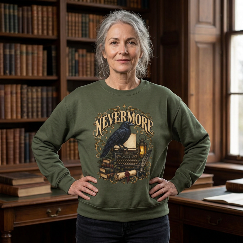 Nevermore Raven Crewneck Sweatshirt- Halloween Vibes