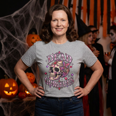 "Dead Gorgeous" T‑Shirt- Skull Floral- Halloween Vibes