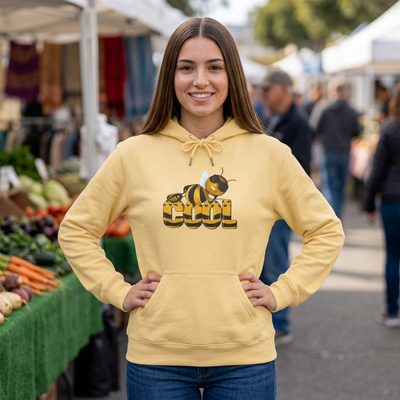 Bee Cool Hoodie - Unisex Fleece Sweatshirt , Eco-Friendly Apparel, Queen Bee Fizzin