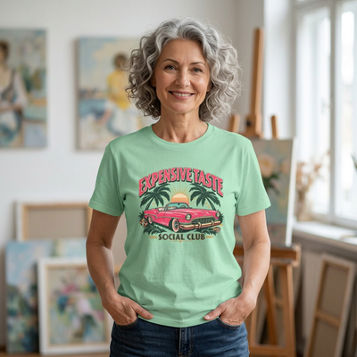 Expensive Taste Social Club T-Shirt — Retro Palm & Classic Car Tee
