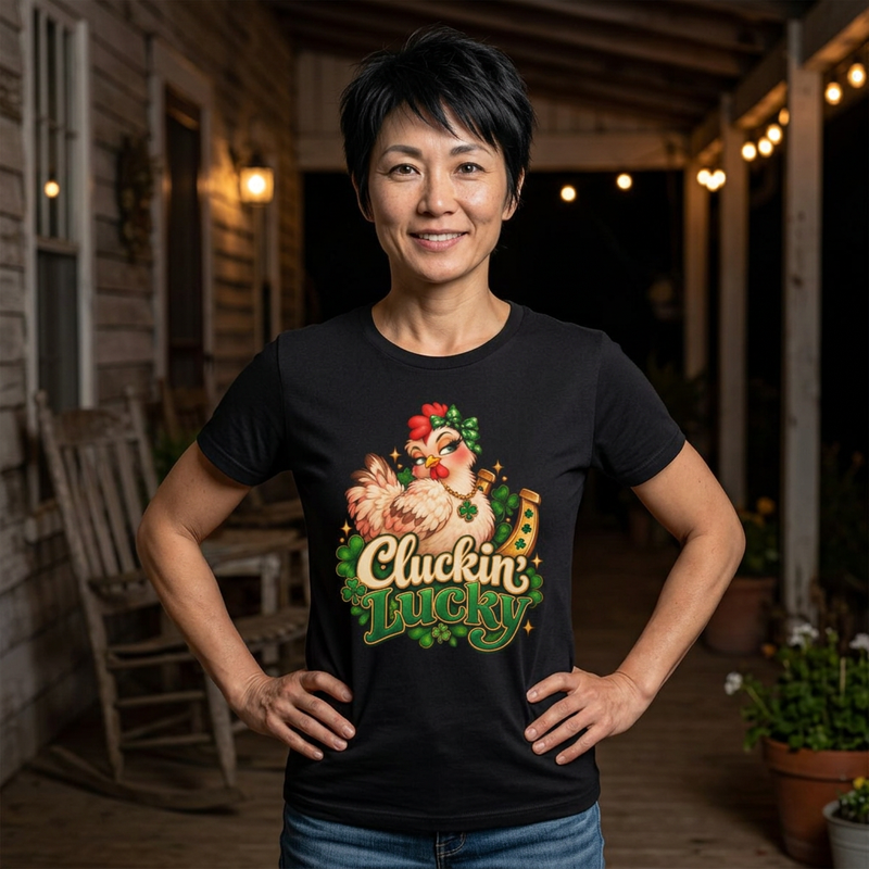 Cluckin' Lucky Chicken T-Shirt – St. Patrick's Day Farmyard Lucky Tee