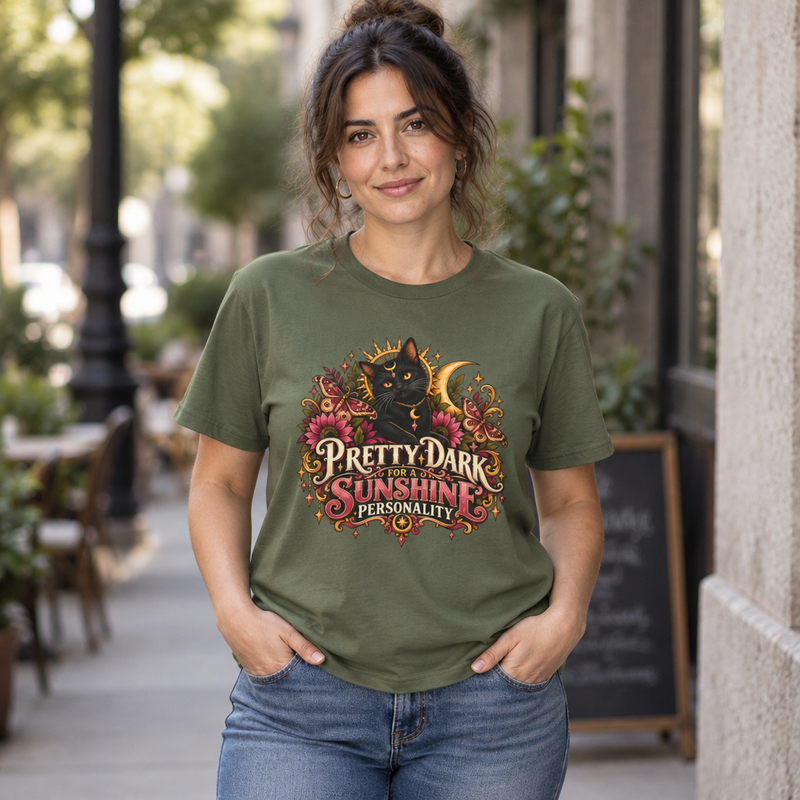 Pretty Dark and Sunshine Personality Black Cat Graphic T-Shirt