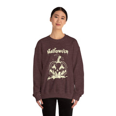 Halloween Pumpkin Sweatshirt, Cozy Fall Apparel, Unisex Crewneck, Perfect for Halloween, Fall Fashion, Pumpkin Spice Lover Gift