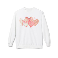 Heart Watercolor Crewneck Sweatshirt — Pink Hearts Graphic Pullover for Valentine’s Day