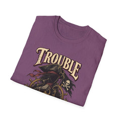 Trouble Has a New Captain T-Shirt — Pirate Skull Graphic Tee
