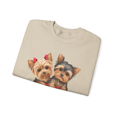 Yorkshire Terriers in Coffee Cup Sweatshirt - Valentine's Day Cuteness