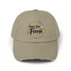 Distressed Cap with Queen Bee Fizzin Design, Vintage Hat, Bee Lovers, Jewelry Reveals