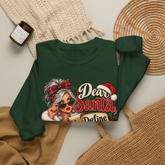 Christmas Sweatshirt - "Dear Santa Define Naughty" Festive Holiday Crewneck