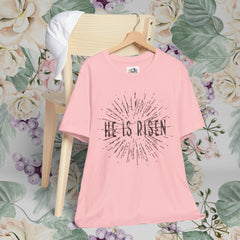 He Is Risen Unisex Short Sleeve Tee - Easter Celebration Shirt