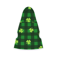 Plaid with Shamrocks Print Dog Hoodie for St. Patrick's Day