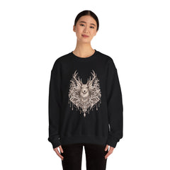 Deer Mandala Crewneck Sweatshirt — Vintage Stag Floral Graphic