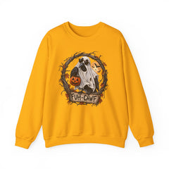 Halloween Ghost Crewneck Sweatshirt – 'Fuh-Cawf' Spooky Pumpkin Design