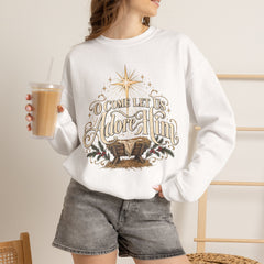 O Come Let Us Adore Him Crewneck Sweatshirt — Nativity Christmas Sweatshirt