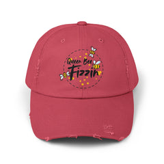Distressed Cap with Queen Bee Fizzin Design, Vintage Hat, Bee Lovers, Jewelry Reveals