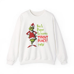 Rock - Paper - Scissors - Throat Punch- Dr. Seuss Grinch Christmas Sweatshirt