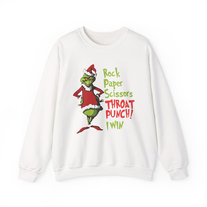 Rock - Paper - Scissors - Throat Punch- Dr. Seuss Grinch Christmas Sweatshirt