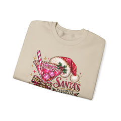 "Santa's Favorite Hot Mess" Sparkle Martini Holiday Christmas Crewneck