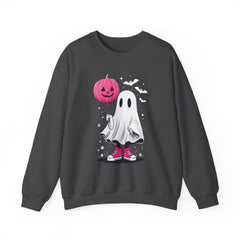 Pink Balloon Halloween Ghost Sweater | Unisex Crewneck Sweatshirt for Cozy Autumn Nights, Halloween Party, Spooky