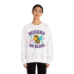 Buzzed on Bling Crewneck Sweatshirt by Gildan - Fun Gift for Bee Lovers, Jewelry Reveals