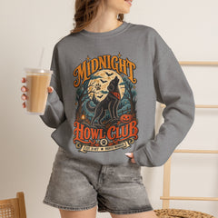 Midnight Howl Club Sweatshirt — Moonlit Wolves Graphic Crewneck
