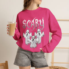 Scary Ghosts Unisex Crewneck Sweatshirt | Halloween Apparel, Spooky Sweatshirt, Ghost Theme, Gift for Halloween Lovers, Cozy Fall Fashion