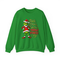 Rock - Paper - Scissors - Throat Punch- Dr. Seuss Grinch Christmas Sweatshirt