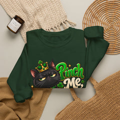 St. Patrick’s Black Cat Sweatshirt  "Pinch Me, Lose a Finger" Graphic Crewneck